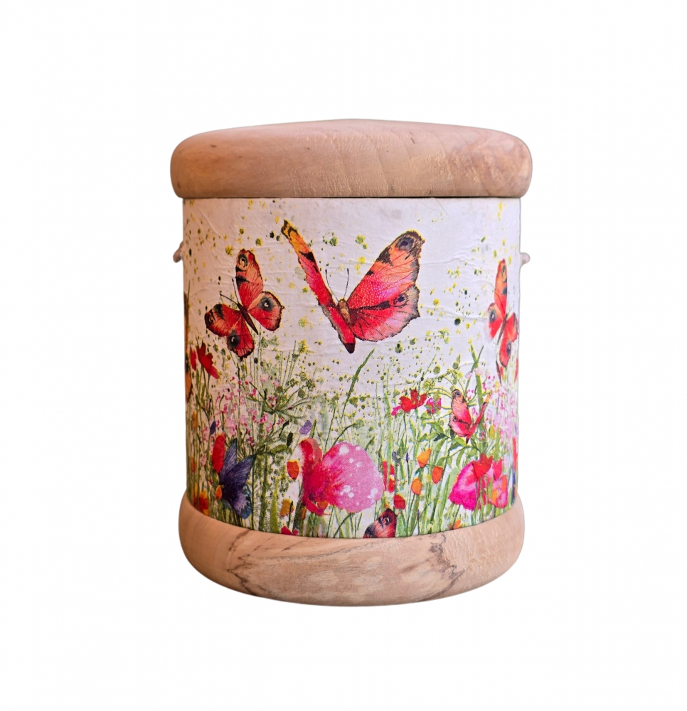 Bild 1 von Papier Urne mit Holz -  s01 - Kleinurne für alle Bestattungsarten